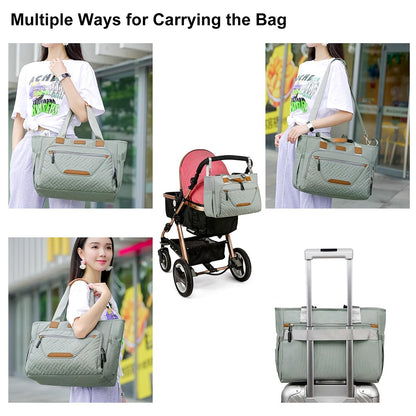 Diaper Bag Tote, Large Tote Diaper Bag with 16" Laptop Compartment, Baby Bag with Insulated Pocket for Mam and Dad
