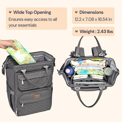 Multifunction Diaper Bag Backpack with Changing Pad & Stroller Straps & Pacifier Case