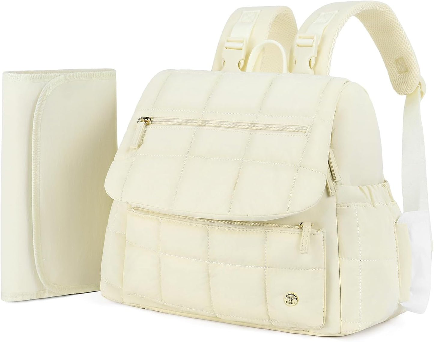 Diaper Bag Mini Diaper Backpack with Changing Pad, Puffer Baby Travel Bag with Insulated Pockets, Stroller Straps