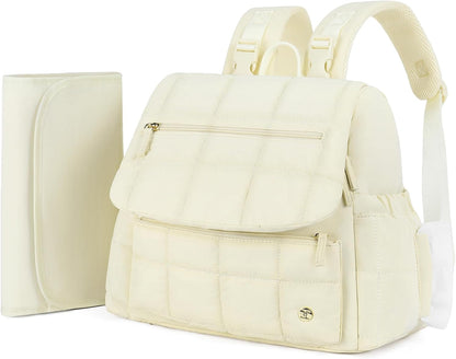 Diaper Bag Mini Diaper Backpack with Changing Pad, Puffer Baby Travel Bag with Insulated Pockets, Stroller Straps
