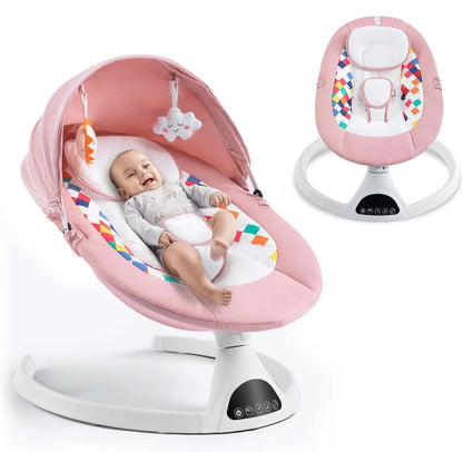 Balancelle pour bébé, transat électrique pour nourrissons-Télécommande, 5 vitesses, musique Bluetooth et internet