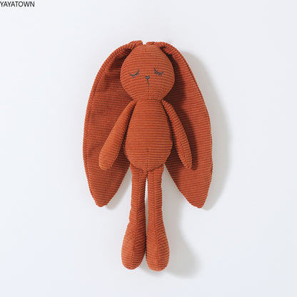 Soft Corduroy Baby Security Blanket Toy - Long Ear Bunny Lovey for Newborn