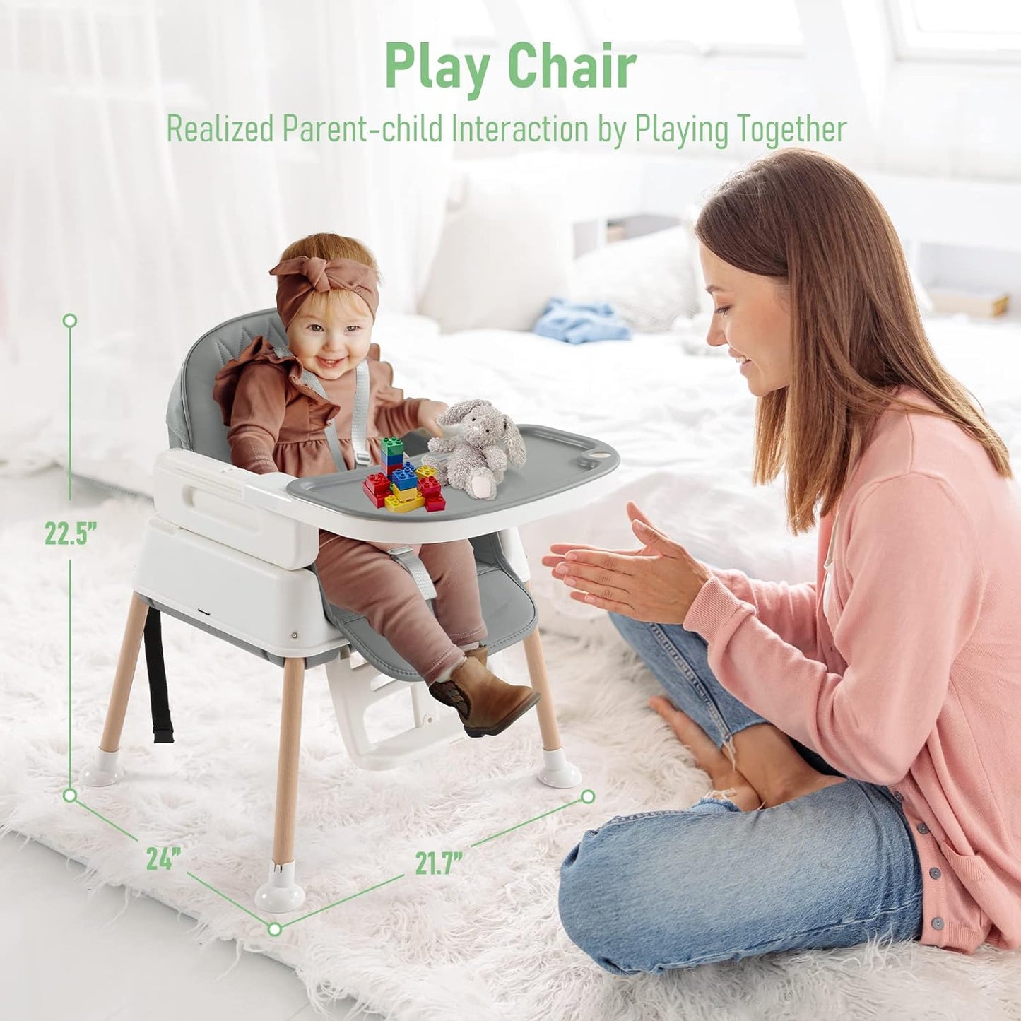 3 in 1 Baby High Chair,Adjustable Convertible Chairs Baby High Chairs