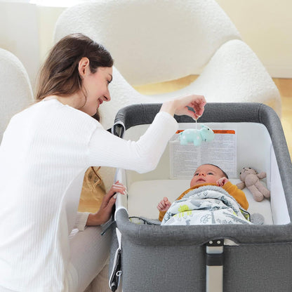 Bedside Sleeper Bedside Crib, Baby Bassinet 3 in 1 Travel Baby Crib Baby Bed with Breathable Net, Adjustable Portable Bed for Infant/Baby