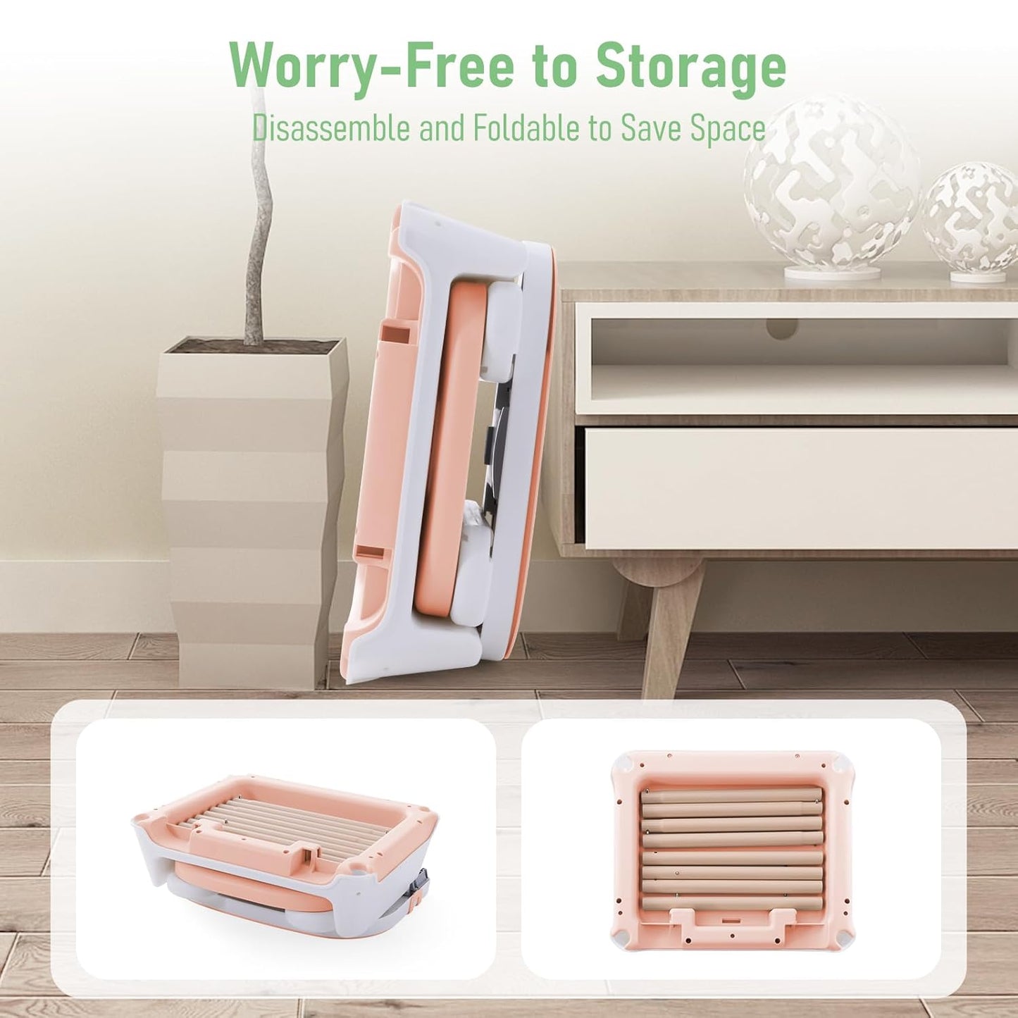 3 in 1 Baby High Chair, Portable High Chairs for Babies and Toddlers, Adjustable Convertible Infant Baby Feeding Chair Booster for Eating with Detachable Double Tray,Pink