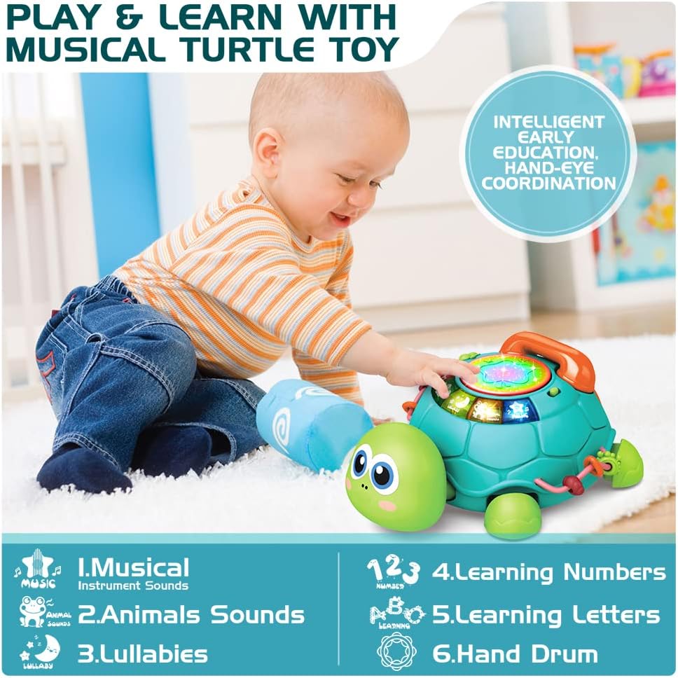 Musical Crawling Turtle Baby Toy for 6–12 Months, Interactive Light & Sound Infant Toy for Early Learning and Development