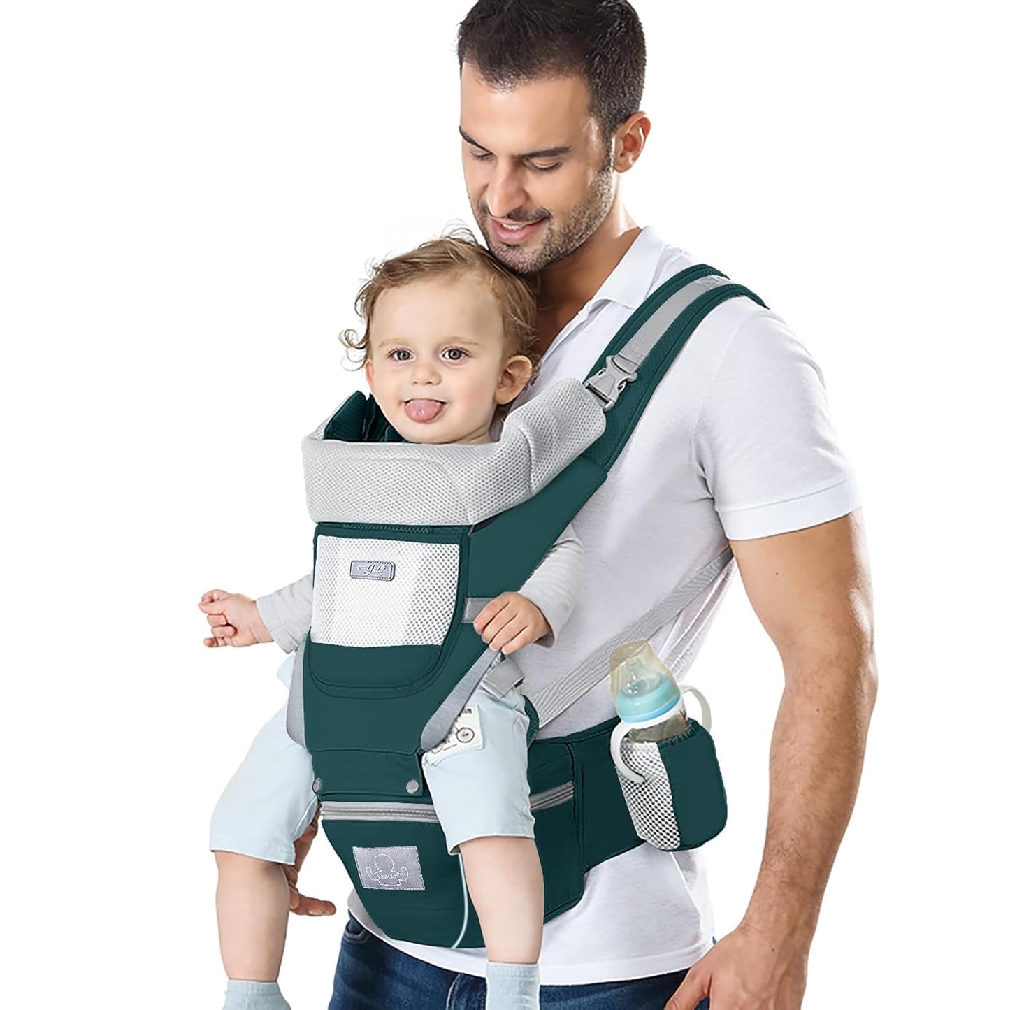 Ergonomic Baby Carrier with Hip Seat - Newborn to Toddler Hip Carrier (7-45 lbs) Front & Back Carry