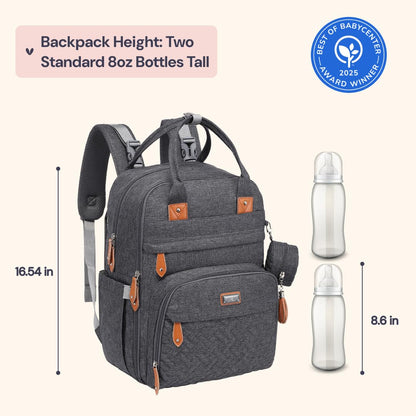 Diaper Bag Backpack -  Multi Function Water Resistant Diaper Bag with Changing Pad, Stroller Straps & Pacifier Case ,Travel Essentials