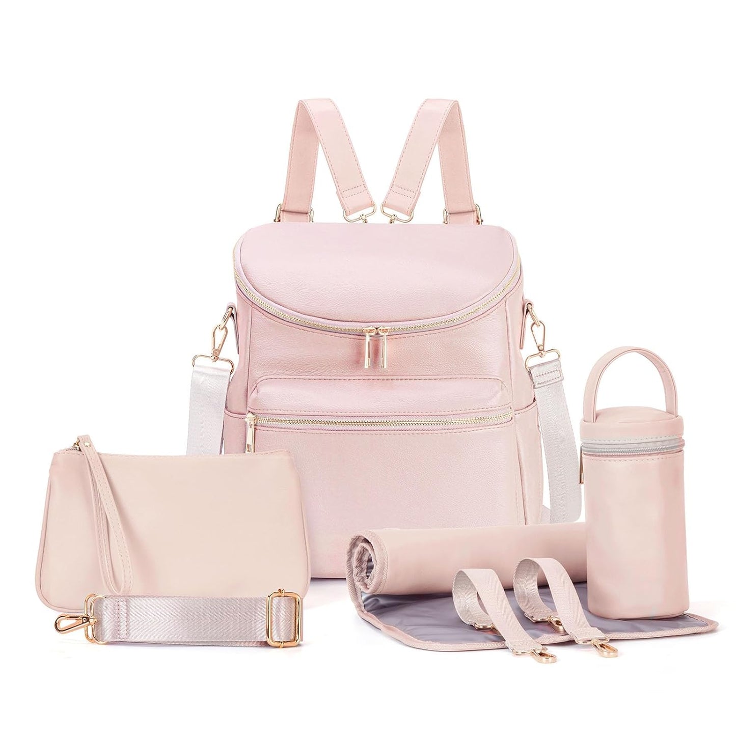 2026 New Diaper Bag Backpack, Fashion Leather Mommy Backpacks, Travel Baby Diaper Bags with in Bag Organizer and Changing Pad