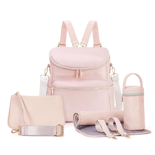 2026 New Diaper Bag Backpack, Fashion Leather Mommy Backpacks, Travel Baby Diaper Bags with in Bag Organizer and Changing Pad