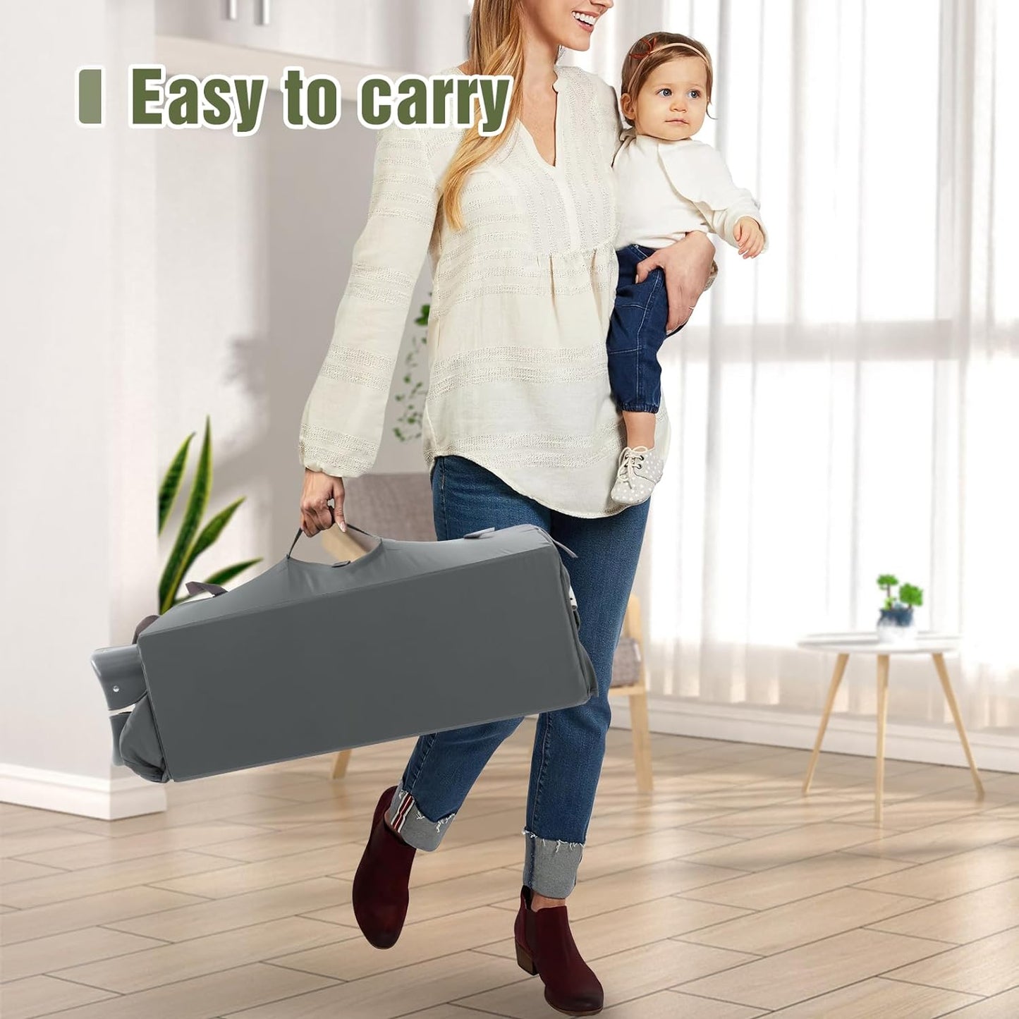 5 in 1 Baby Crib, Bedside Cribs, Pack and Play with Bassinet and Changing Table