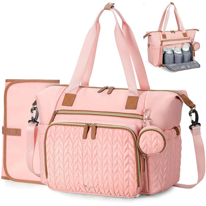 Large Diaper Bag Tote Waterproof – Hospital Bag for Labor Delivery with Changing Pad & Pacifier Case – Travel Maternity Baby Bag for Mom