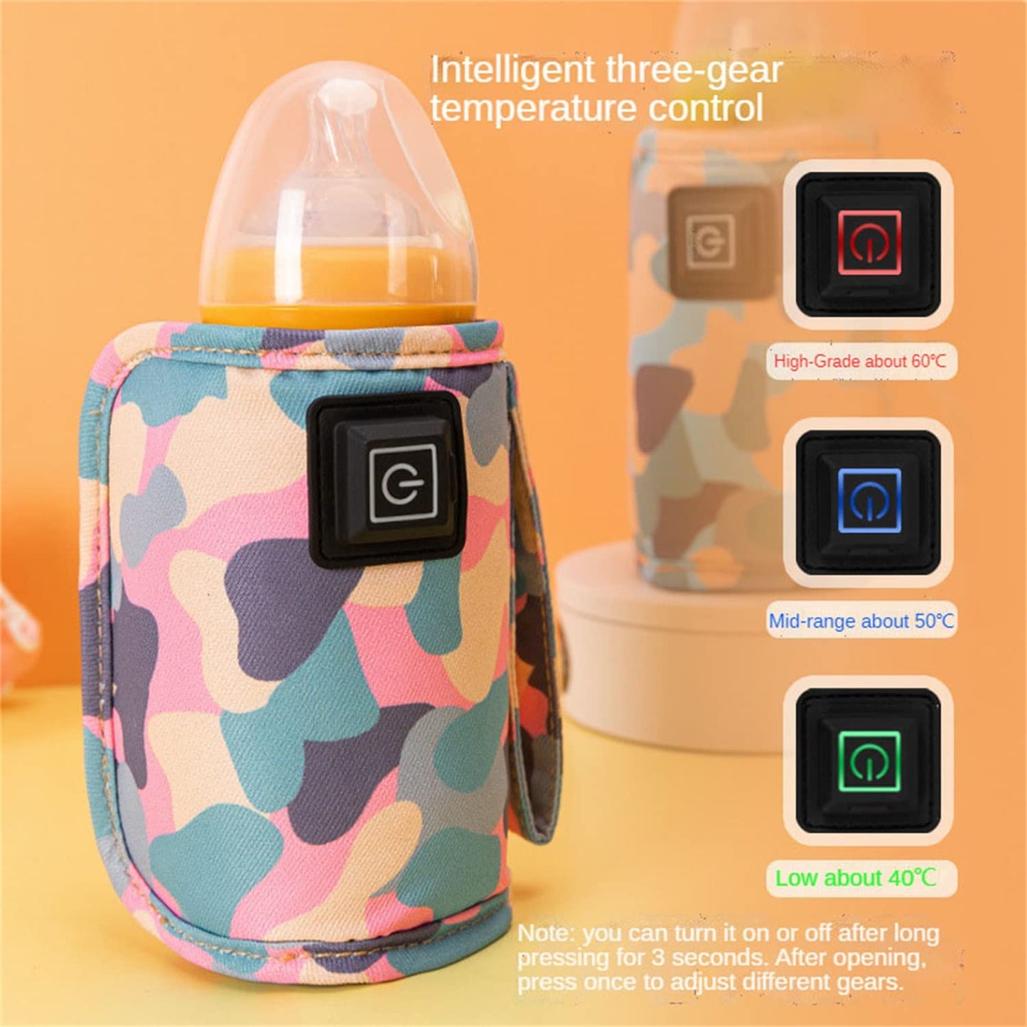USB Portable Baby Bottle Warmer Sleeve – Fast Heating Travel Milk Warmer with Type-C Cable, Compatible with Most Bottles for Car & Home