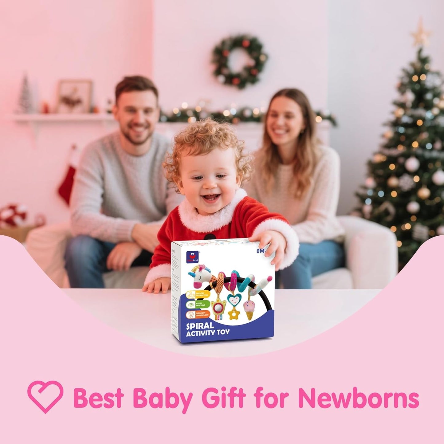 Car Seat Toys For Babies 0-6 Months Baby ,Rattle, Mirror, Crinkle, Squeaky Carseat Stroller Toys