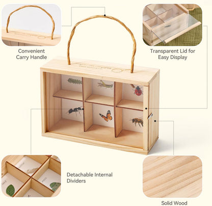 Kids Nature Explorer Kit – Outdoor Treasure Hunt Set with Binoculars, Magnifying Glass, Wooden Collection Box & Mission Cards