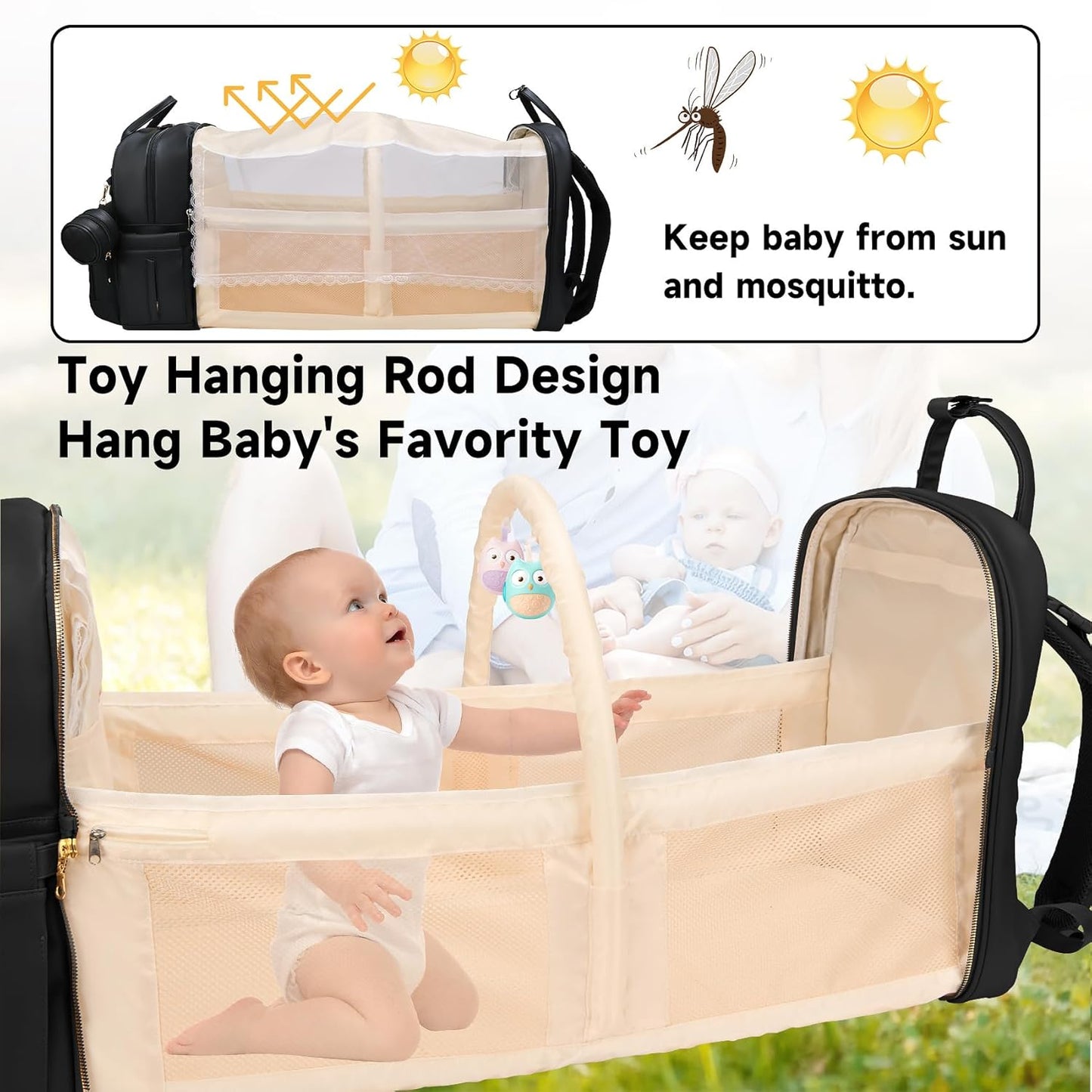 Leather Baby Diaper Bags with Changing Station,Extra large Capacity Baby Diaper Bag Backpack,Waterproof Baby Essentials