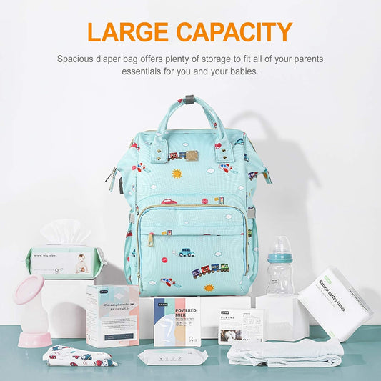 Cute Mult Diaper  Diaper Bags Backpack ,Waterproof Maternity  with USB Charging Port Stroller Straps