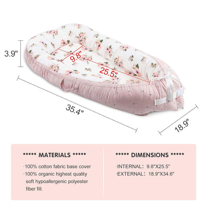Baby Lounger Cover Portable Newborn Lounger Seat Cover, Reversible Infant Nest, Durable and Machine Washable, Adjustable Lounger for Babies