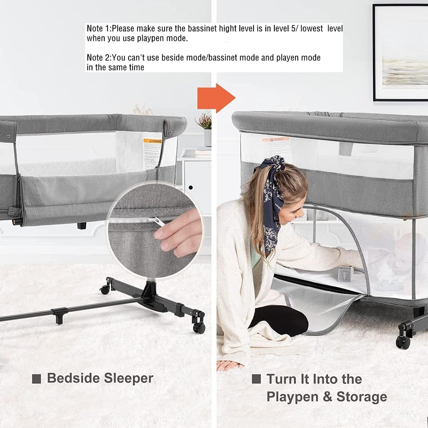 Baby Crib ,3 in 1 Bassinet for Baby