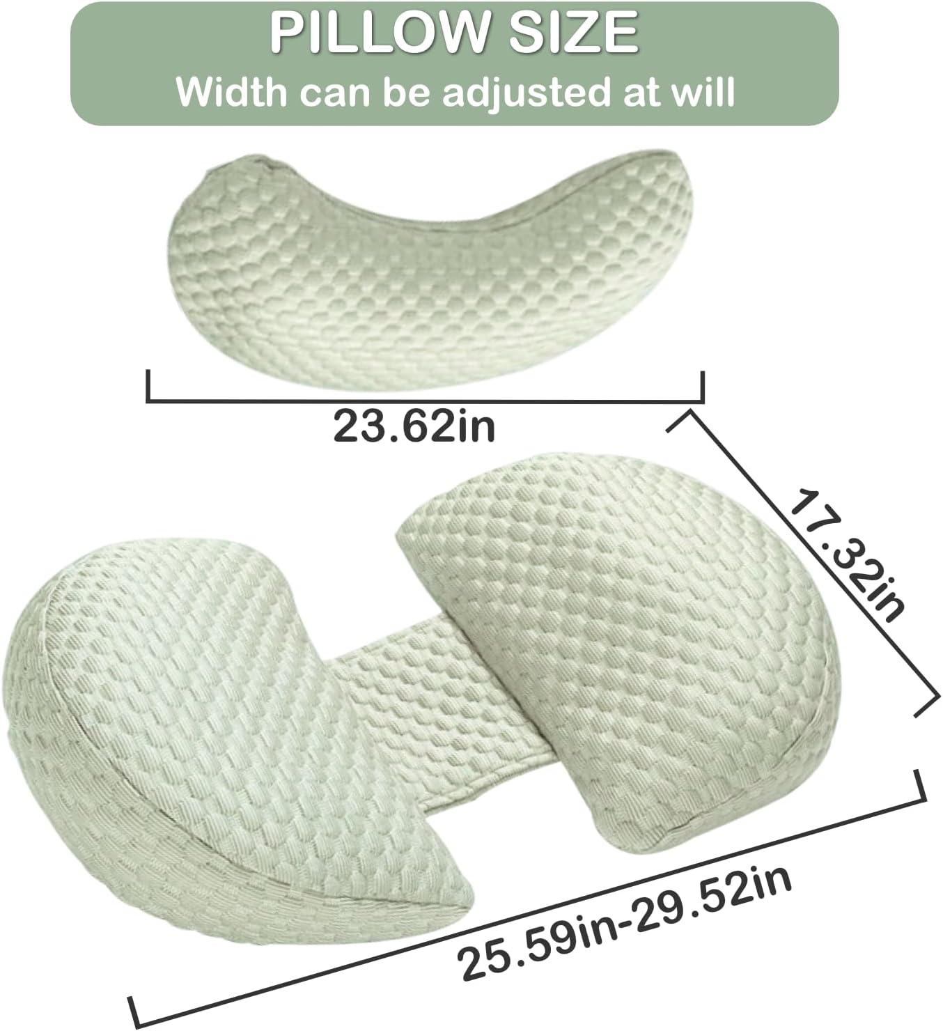 Pregnancy Pillow, Soft Maternity Pillow with Detachable & Adjustable Pillow Cover