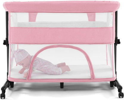 3-in-1 Baby Bassinet Bedside Sleeper – Convertible Crib with Breathable Mesh, 5 Height Positions, Portable Playard for Newborn