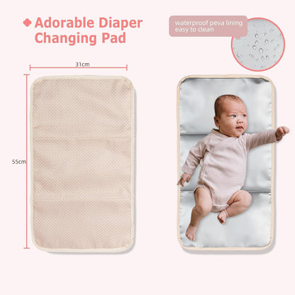 Lightweight Diaper Bag Backpack with Changing Pad – Large Opening Travel Nursery Bag for Mom, Stroller Clips & Faux Fur Pendant