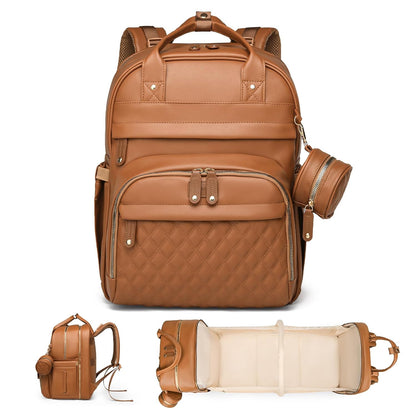 Leather Baby Diaper Bags with Changing Station,Extra large Capacity Baby Diaper Bag Backpack