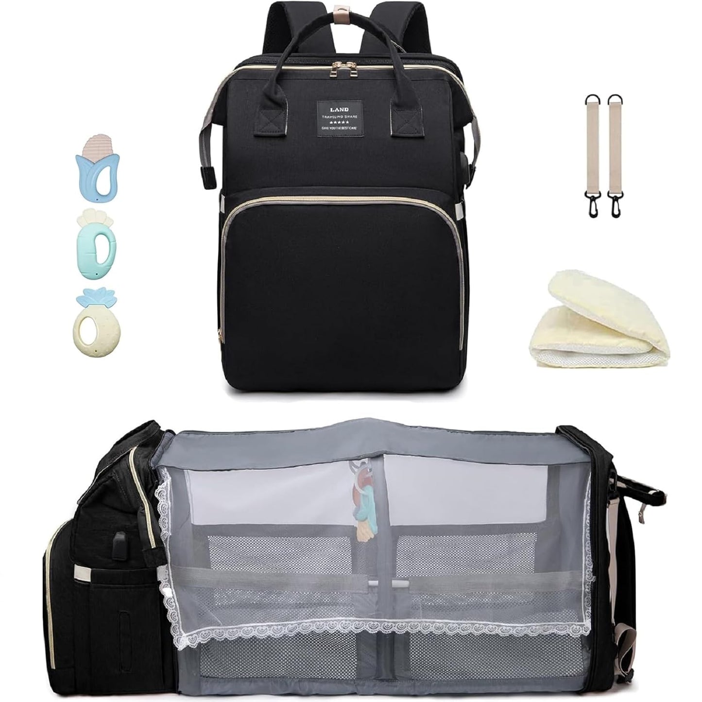 3 in 1 Diaper Bag Backpack with Changing Station