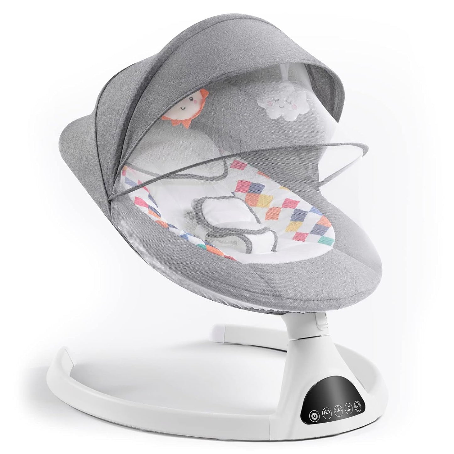 Baby Swing for Infants,Electric Bouncer for Babies-Remote, 5 Speeds, Bluetooth Music & Net