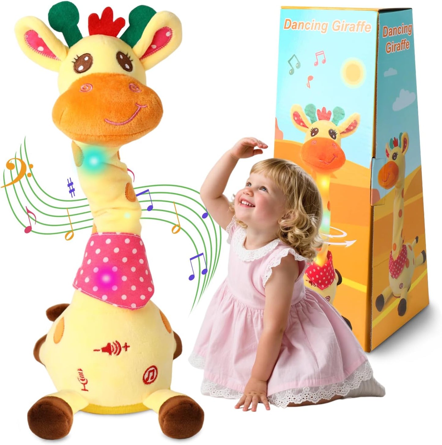 Dancing Giraffe Plush Toy for Toddlers with Music, Voice Repeat & Light-Up Feature – Interactive Baby Gift