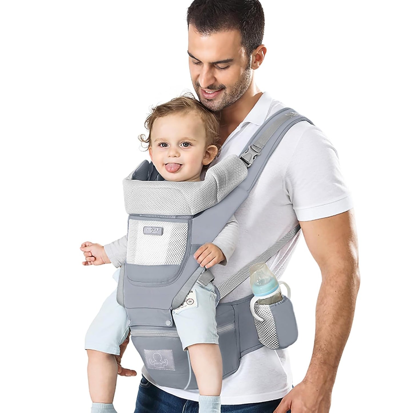 Ergonomic Baby Carrier with Hip Seat - Newborn to Toddler Hip Carrier (7-45 lbs) Front & Back Carry