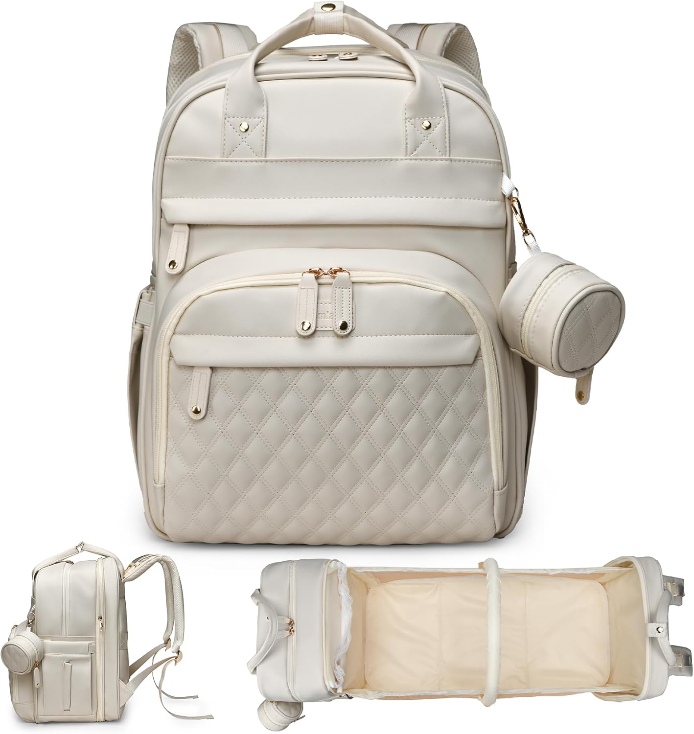 Baby Diaper Bags with Changing Station, Large Capacity Diaper Bag Backpack for Moms Dads with USB Charging Port,Travel Baby Bag with Pacifier Case & Stroller Straps
