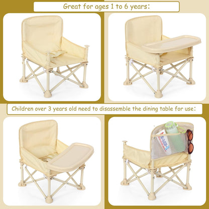 Baby Beach Chair with Umbrella & Tray – Kids Portable Folding Seat with Storage Bag, Lightweight Camping Chair for Outdoor Travel