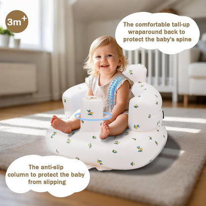 Inflatable Baby Seat with Built-in Air Pump – Portable Floor Chair for Sitting Up, Feeding & Play 3 Months & Up