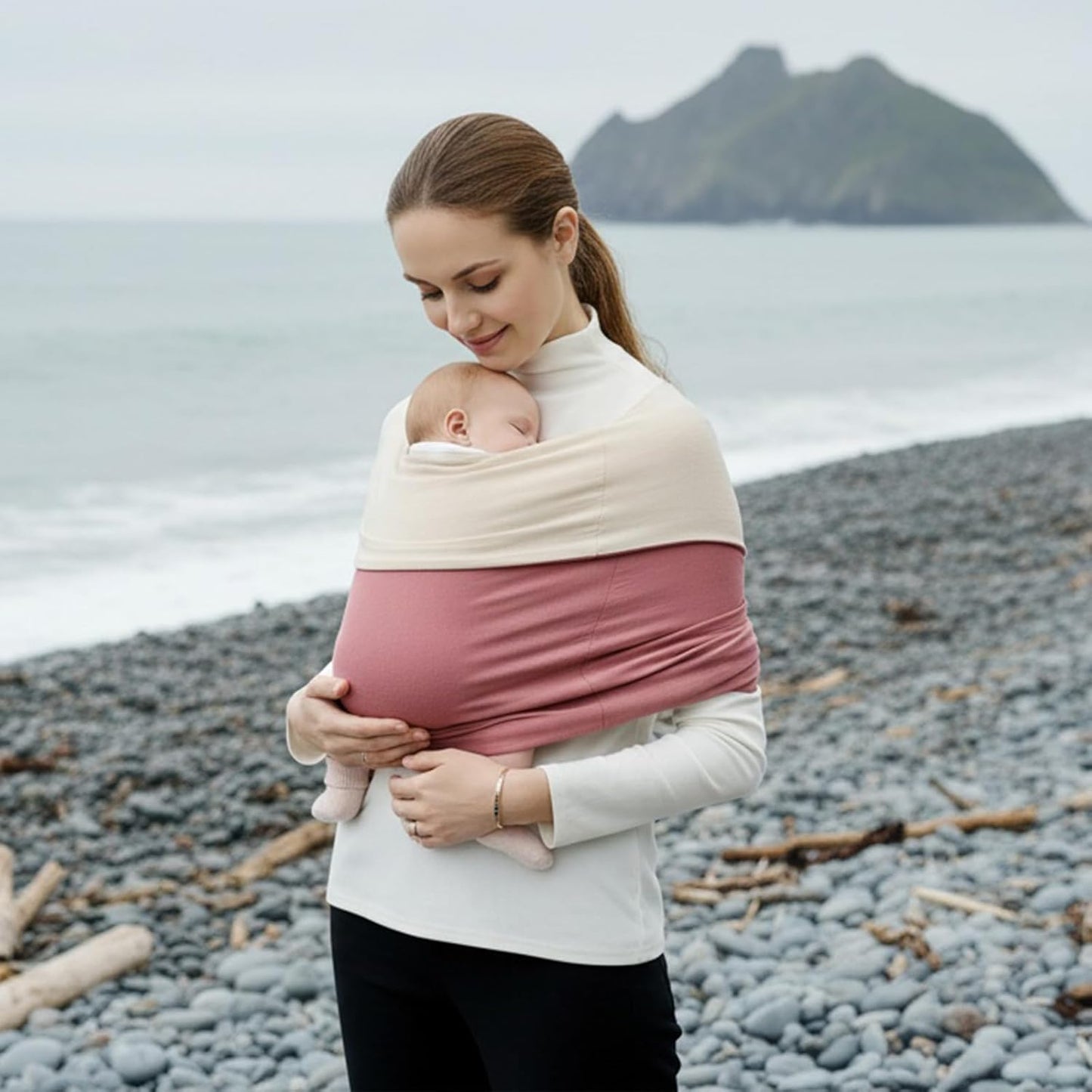 Porte-bébé en écharpe–Porte-bébé en tissu pour nouveau-nés (3 à 16 kg) 