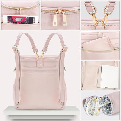 2026 New Diaper Bag Backpack, Fashion Leather Mommy Backpacks, Travel Baby Diaper Bags with in Bag Organizer and Changing Pad
