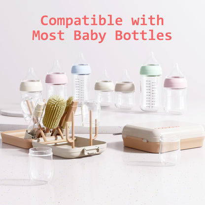 Portable Silicone Bottle Cleaning Kit – Baby Bottle Brush Set with Drying Rack & Travel Case – BPA-Free, Dishwasher Safe for Home & On-the-Go