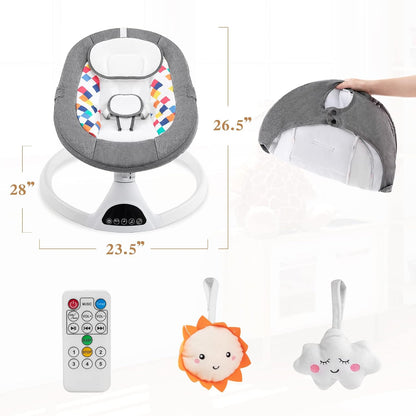 Balancelle pour bébé, transat électrique pour nourrissons-Télécommande, 5 vitesses, musique Bluetooth et internet