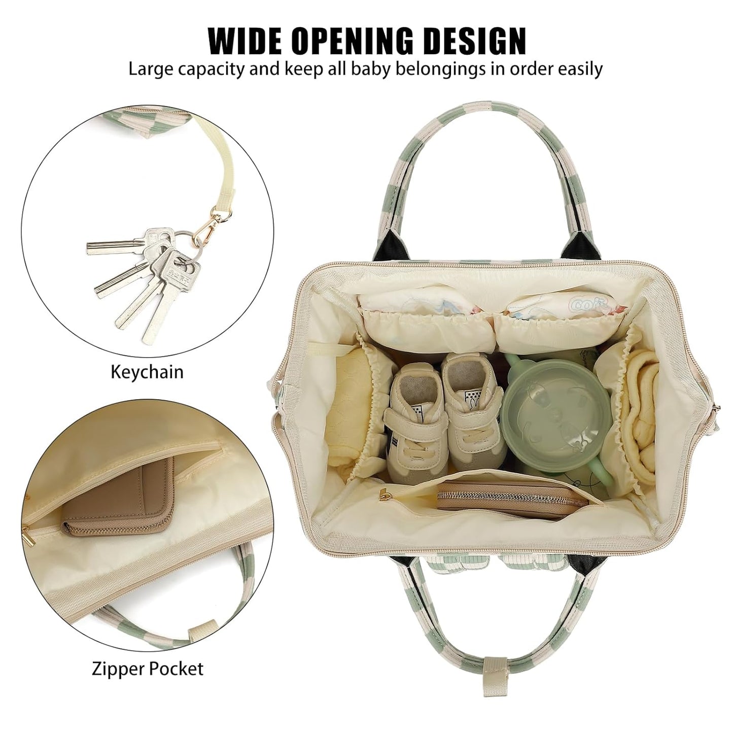 Baby Diaper Bag Backpack for Mom, Large Capacity Travel Nappy Bag for Boys & Girls with Stroller Straps