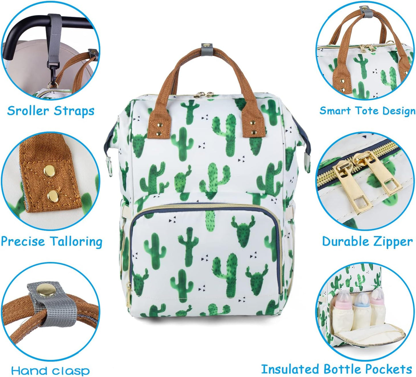 Diaper Bag Backpack for Mom Dad, Maternity Changing Bag Diaper Backpack with Stroller Straps