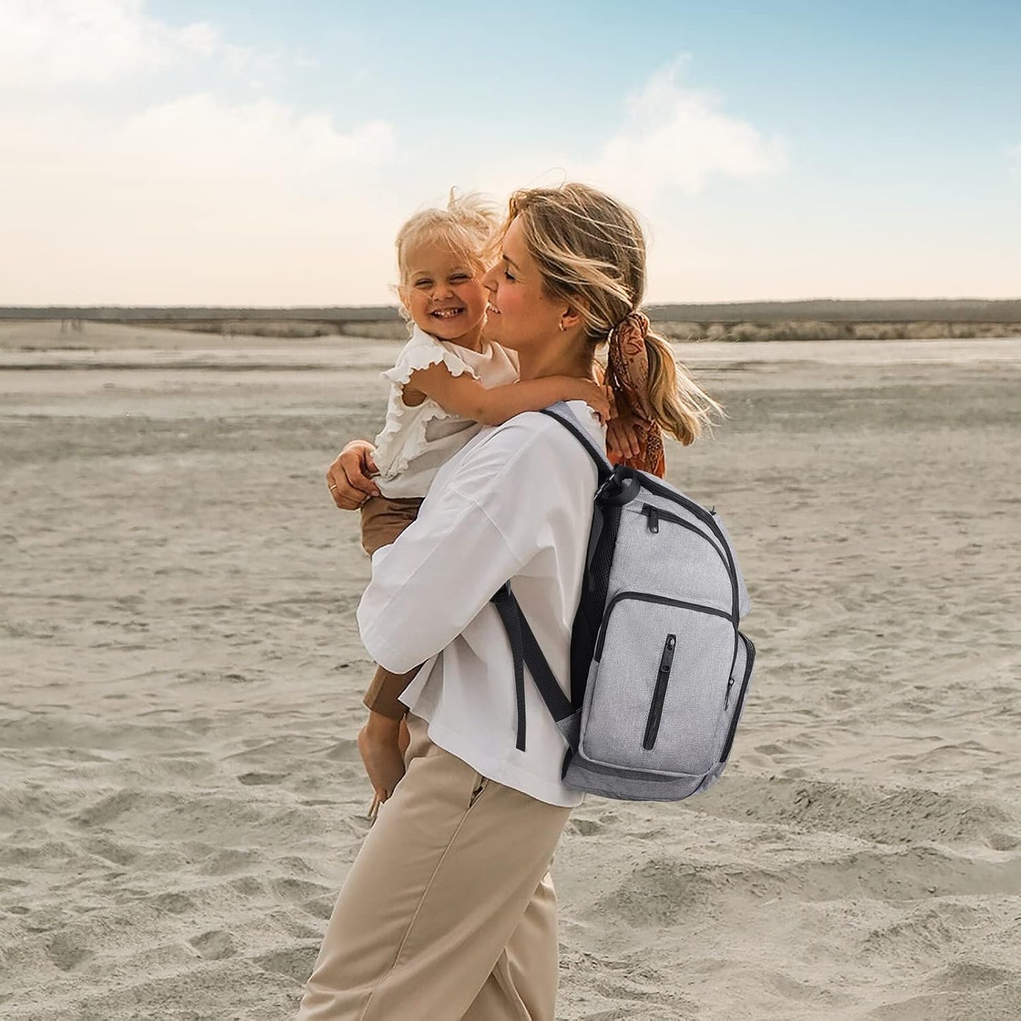 Diaper Bag Backpack, Large Multifunction Waterproof Travel Baby Changing Bag for Dad Mom with 4 Insulated Pockets and Stroller Straps