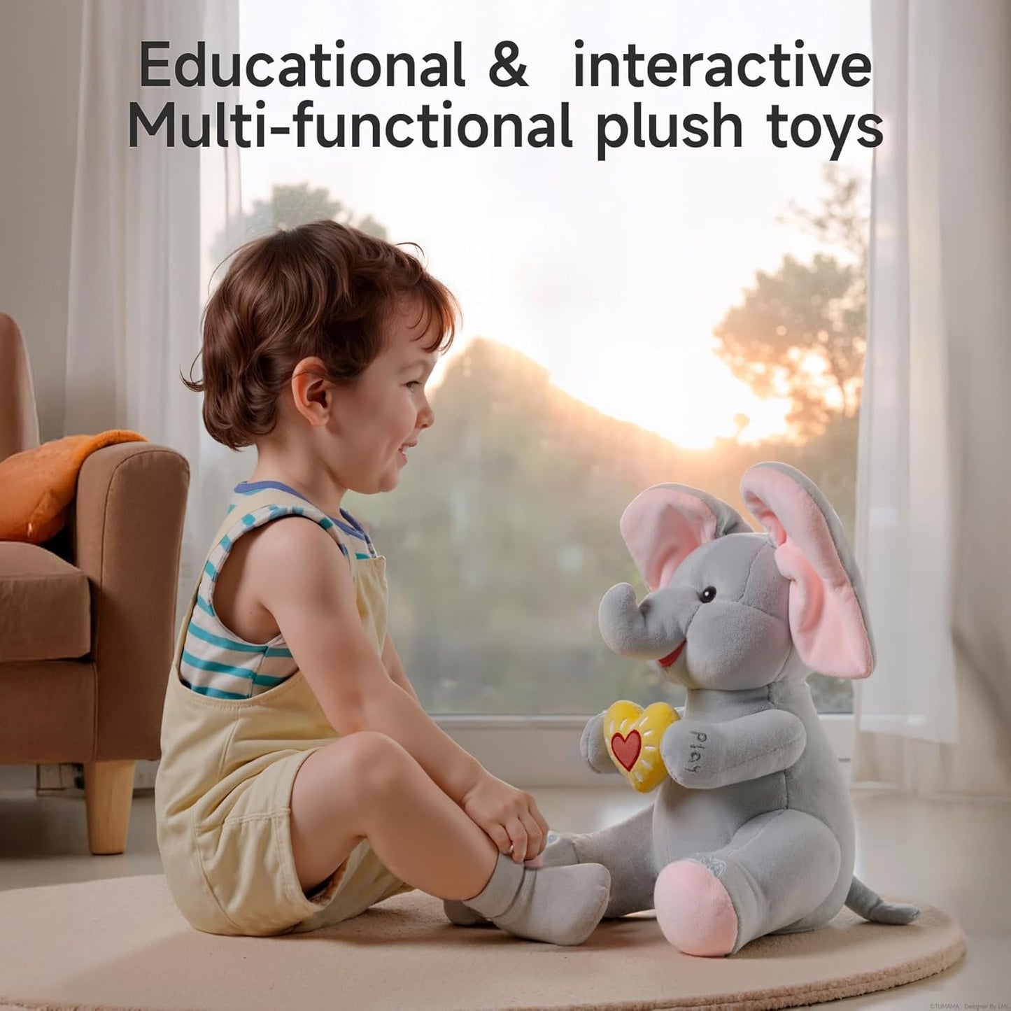 Interactive Singing Plush Elephant Toy - Musical  Elephant with Flapping Ears for Babies & Toddlers