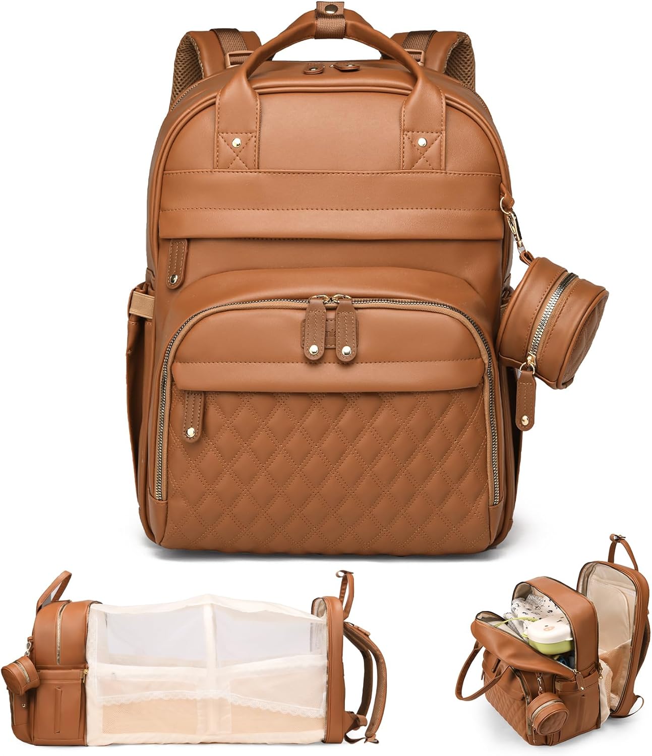 Baby Diaper Bags with Changing Station, Large Capacity Diaper Bag Backpack for Moms Dads with USB Charging Port,Travel Baby Bag with Pacifier Case & Stroller Straps
