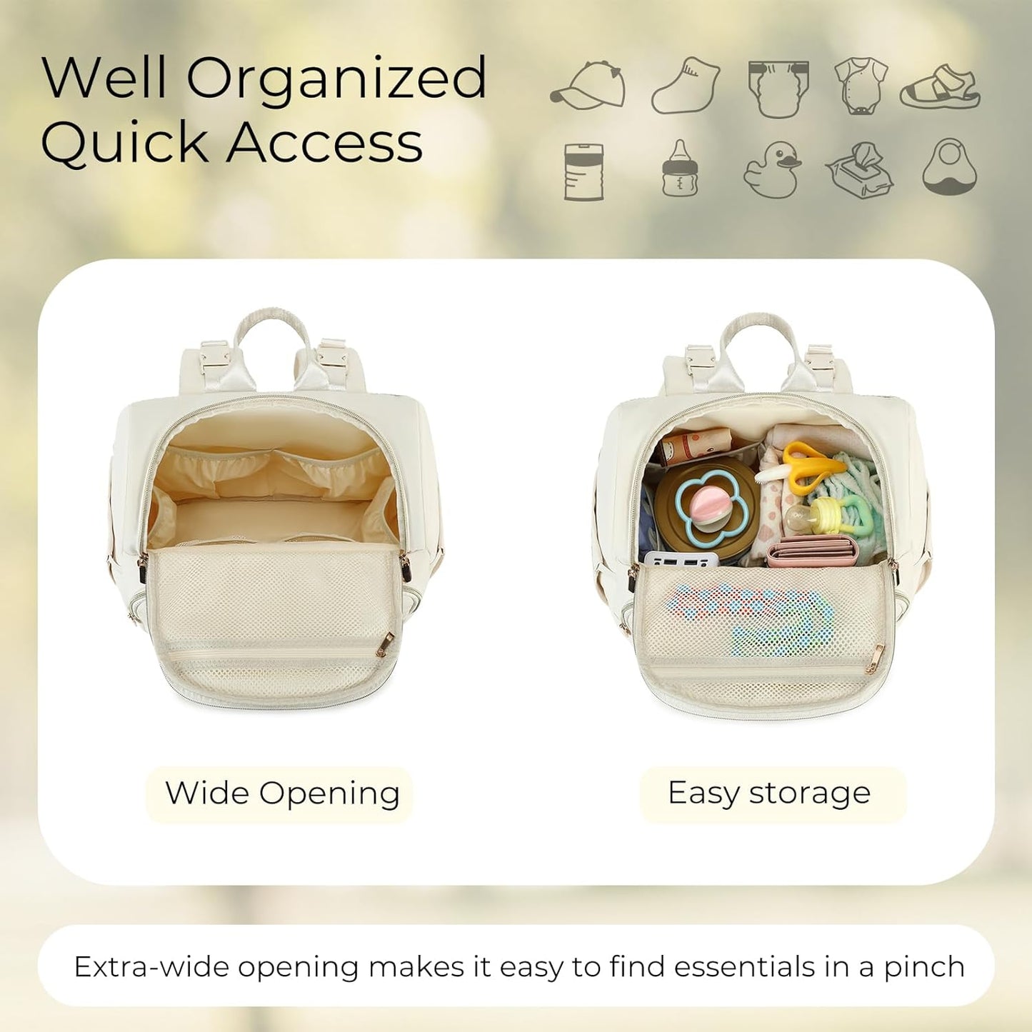 Diaper Bag Backpack - Lightweight & Stylish, Baby Travel Essentials Tote with Changing Pad, Insulated Pocket, Stroller Strap - Baby Diaper Backpack for Mom Dad