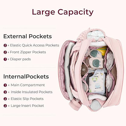 Tote Diaper Bags, Travel Crossbody Large Capacity Hospital Bag for Women Labor Delivery with Pacifier Case