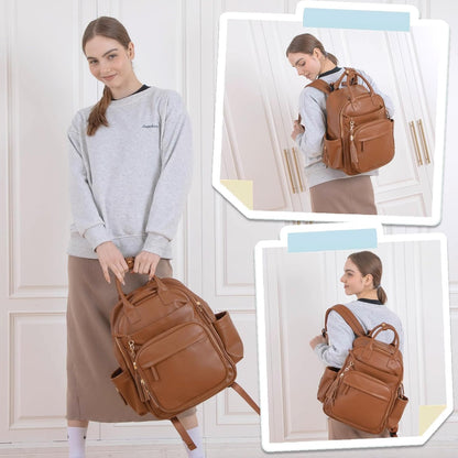 Diaper Bag Backpack, Large Travel Leather Diaper Backpack