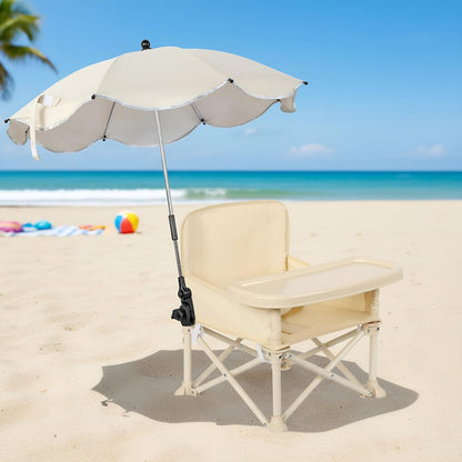 Baby Beach Chair with Umbrella & Tray – Kids Portable Folding Seat with Storage Bag, Lightweight Camping Chair for Outdoor Travel