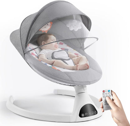 Balancelle pour bébé, transat électrique pour nourrissons-Télécommande, 5 vitesses, musique Bluetooth et internet