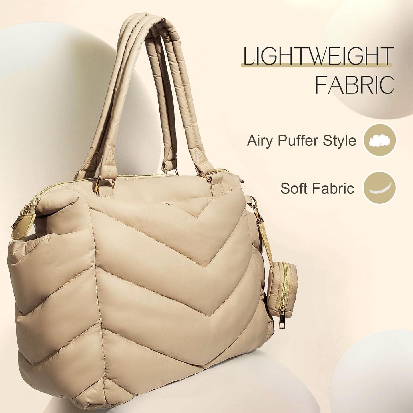 Diaper Bag Tote, Diaper Bag Backpack,Puffer Tote Bag with Pacifier Case, Lightweight Mommy for Hospital, Puffy with 10 Pockets