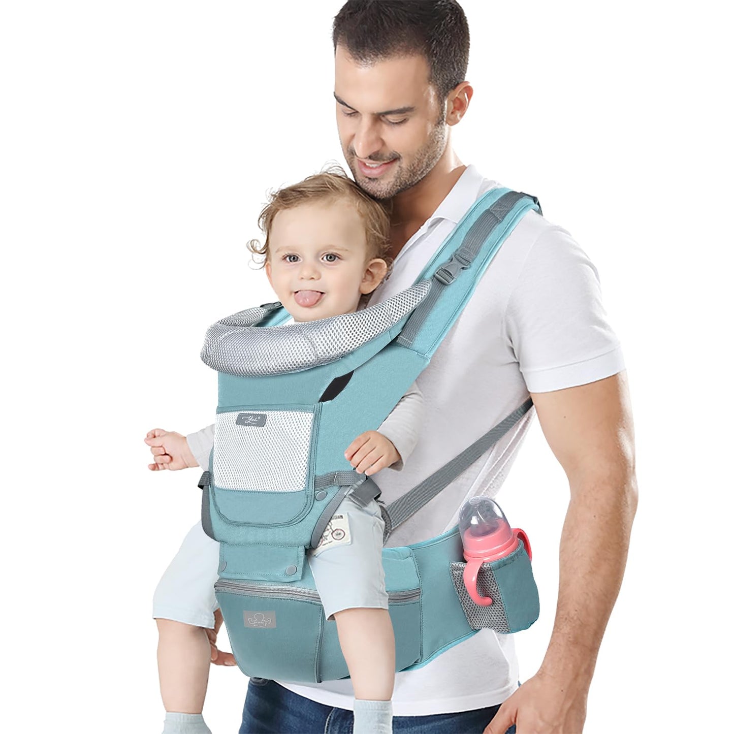 Ergonomic Baby Carrier with Hip Seat - Newborn to Toddler Hip Carrier (7-45 lbs) Front & Back Carry